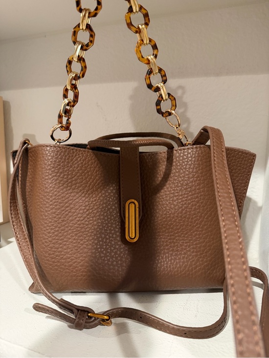 Handbags - Women's Pebbled Leather Crossbody Bag in Brown